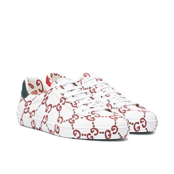 UNISEX - GUCCI ACE GG WHITE & RED SNEAKERS - SIZE US MENS 6.5, WOMENS 7.5 - Picture 2 of 5